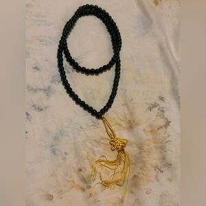 Green Prayer Beads with Gold Tassel
